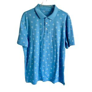 Tackle & Tides Drink Glass On the Rocks Print Polo Shirt Men's Large NEW